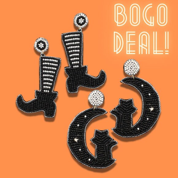 BOGO DEAL BESTSELLER HALLOWEEN EARRING STYLES - SEED BEADED - NEW SET OF 2 PAIRS - Picture 1 of 7